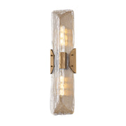 Troy Lighting Nordic 2 Light Wall Sconce, Patina Brass/Clear Seeded