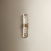 Troy Lighting Nordic 2 Light Wall Sconce, Patina Brass/Clear Seeded