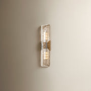 Troy Lighting Nordic 2 Light Wall Sconce, Patina Brass/Clear Seeded