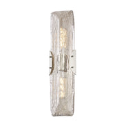 Troy Lighting Nordic 2Lt Wall Sconce, Polished Nickel/Clear Seeded