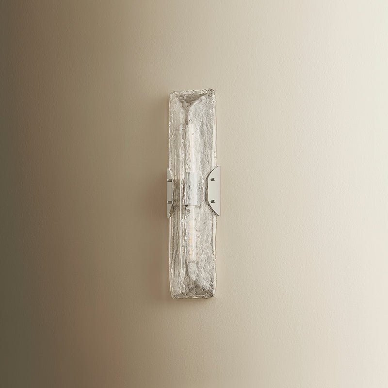 Troy Lighting Nordic 2Lt Wall Sconce, Polished Nickel/Clear Seeded