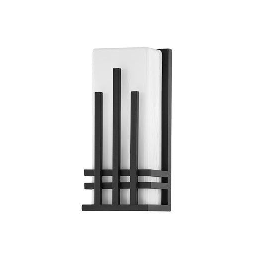 Troy Lighting San Mateo 1 Light Exterior Sconce, Black/Opal