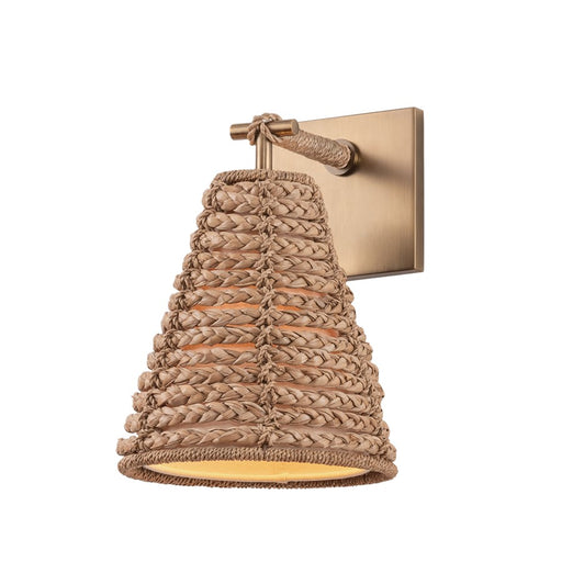 Troy Lighting Redwood 1 Light Wall Sconce, Patina Brass/Abaca - B6011-PBR