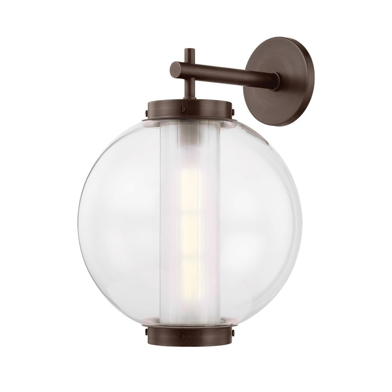 Troy Lighting Marco 1Lt 13" Exterior Wall Sconce, Brass/Clear/Etched - B6218-PBR