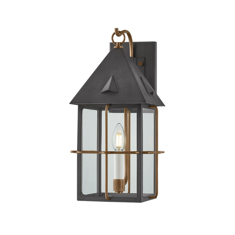 Troy Lighting Toby 1Lt 17" Exterior Sconce, Brass/Graphite/Clear - B6617-PBR-GRA