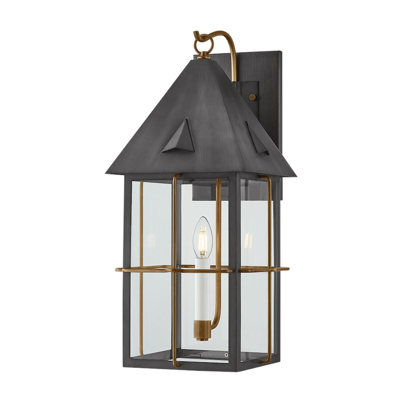Troy Lighting Toby 1Lt 23" Exterior Sconce, Brass/Graphite/Clear - B6623-PBR-GRA