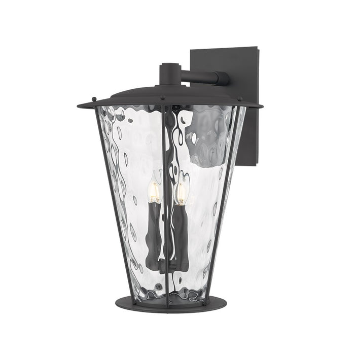 Troy Lighting Jantzen 2Lt 22" Wall Sconce, Texture Black/Water Glass - B7122-TBK