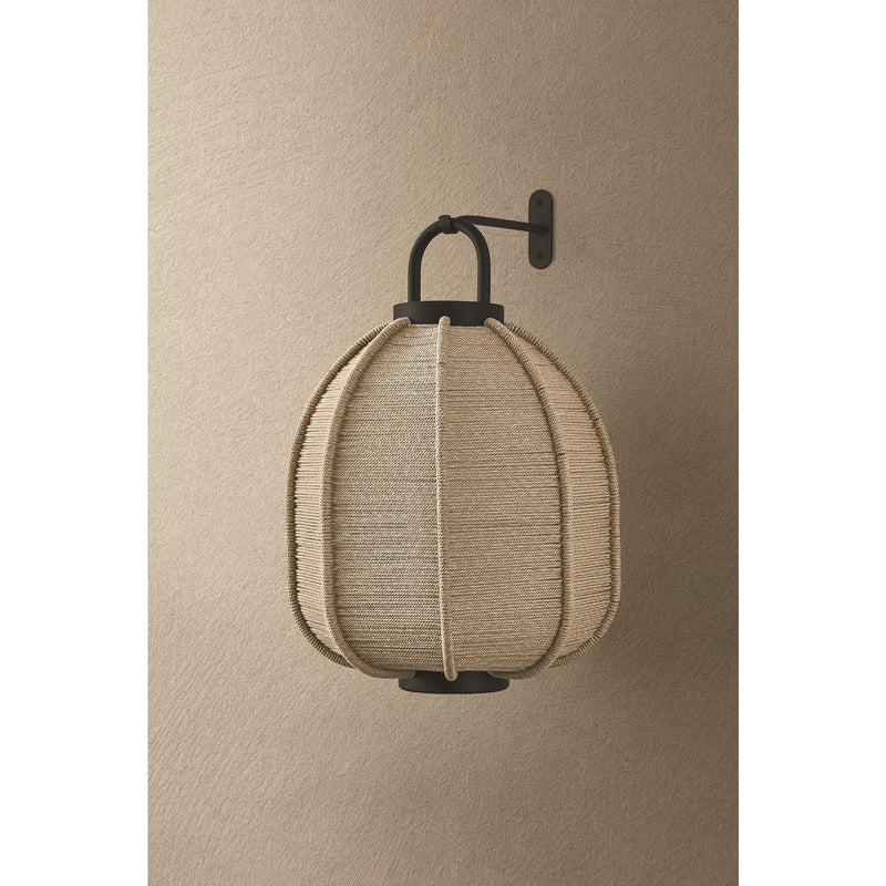 Troy Lighting Maltby Outdoor 1Lt Wall Lantern Large Hook & Shade, Black