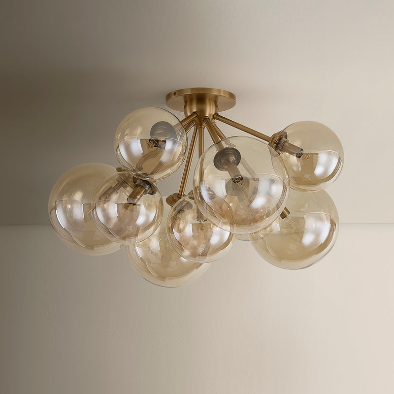 Troy Lighting Santee 9Lt Semi Flush, Patina Brass/Champagne Plated