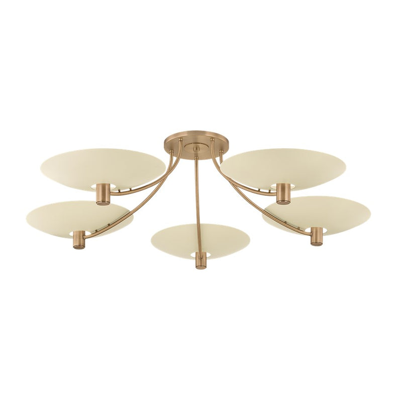 Troy Lighting Wolfe 5Lt Semi Flush, Patina Brass/Soft Sand - C1160-PBR-SSD