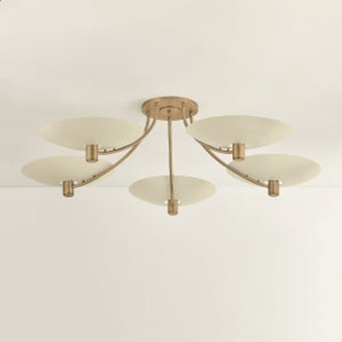 Troy Lighting Wolfe 5Lt Semi Flush, Patina Brass/Soft Sand