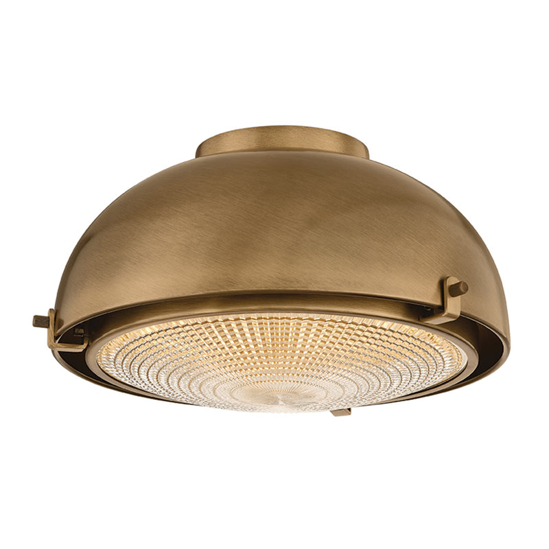 Troy Lighting Fritz 1 Light Flush Mount, Patina Brass/Holophane