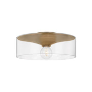 Troy Lighting Killian 1Lt Flush Mount, Patina Brass/Clear - C2916-PBR
