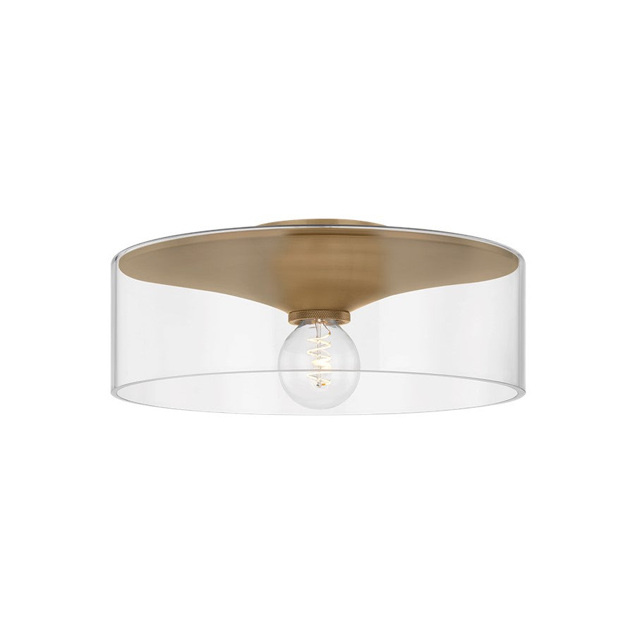 Troy Lighting Killian 1Lt Flush Mount, Patina Brass/Clear - C2916-PBR