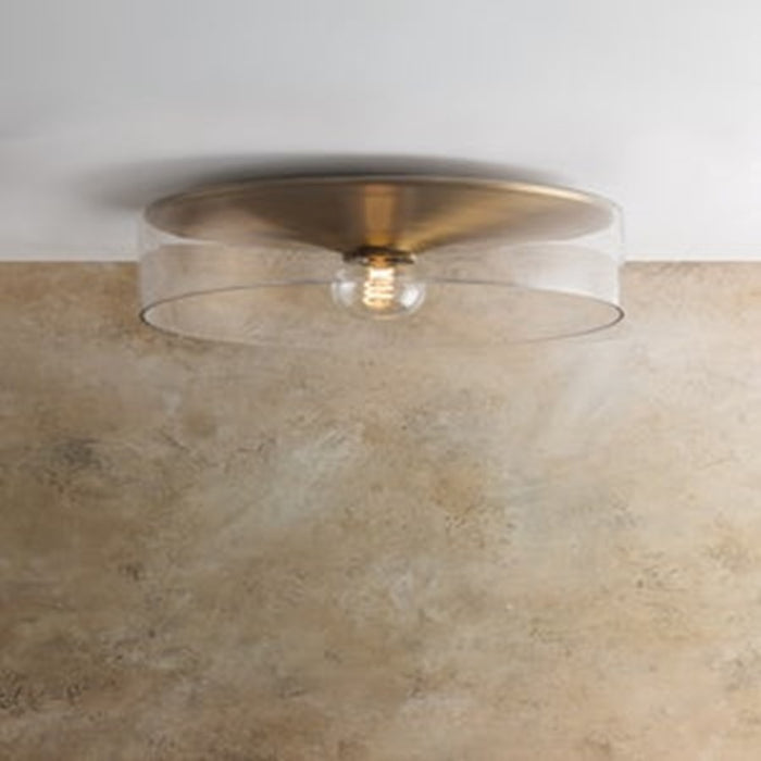 Troy Lighting Killian 1Lt Flush Mount, Patina Brass/Clear