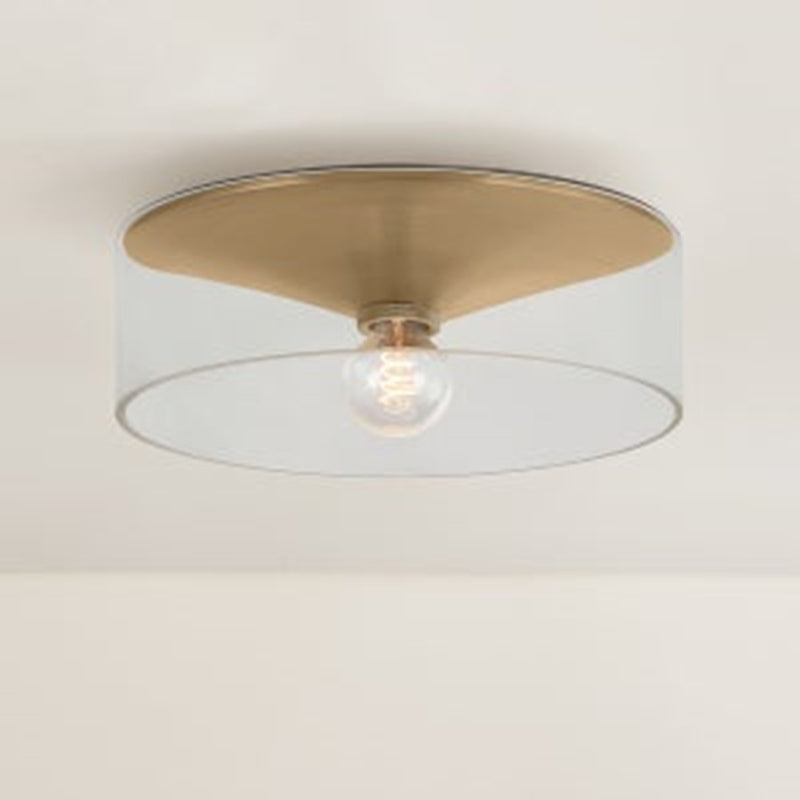 Troy Lighting Killian 1Lt Flush Mount, Patina Brass/Clear