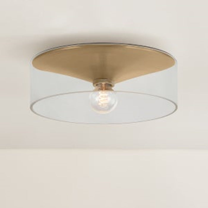 Troy Lighting Killian 1Lt Flush Mount, Patina Brass/Clear