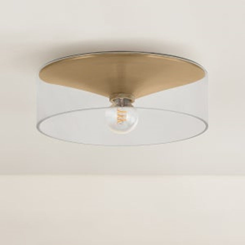 Troy Lighting Killian 1Lt Flush Mount, Patina Brass/Clear