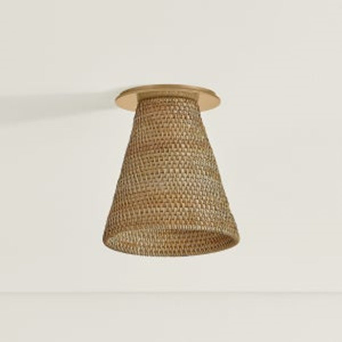 Troy Lighting Menifee 1Lt Flush Mount, Brass/Natural Wicker