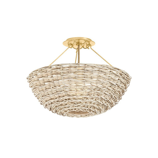Troy Lighting Campo 1Lt Semi Flush, Gold Leaf/Light Natural Wicker - C3318-VGL