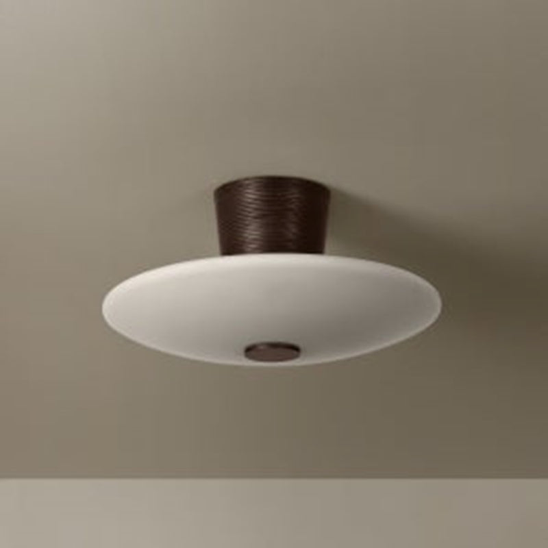 Troy Lighting Albus 1Lt Semi Flush, Bronze Leaf/Opal Glossy