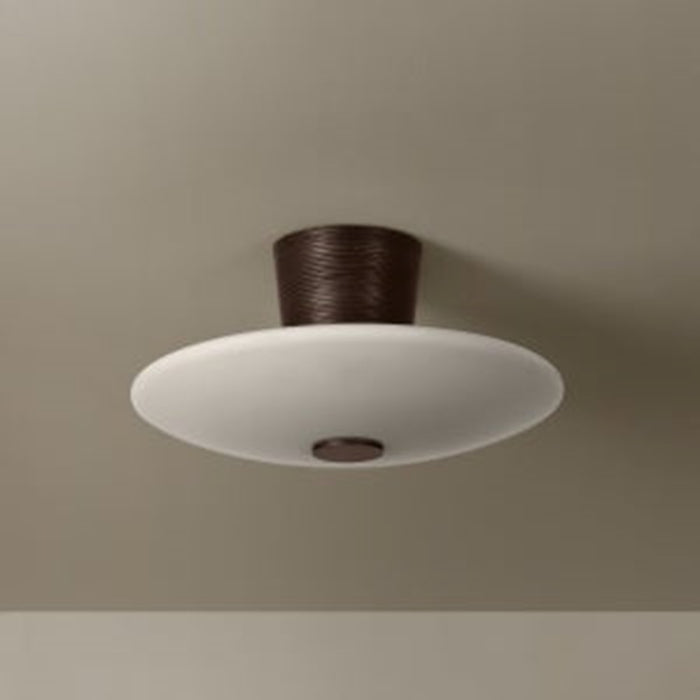 Troy Lighting Albus 1Lt Semi Flush, Bronze Leaf/Opal Glossy