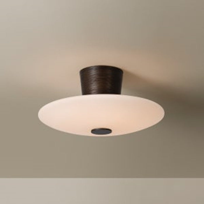 Troy Lighting Albus 1Lt Semi Flush, Bronze Leaf/Opal Glossy
