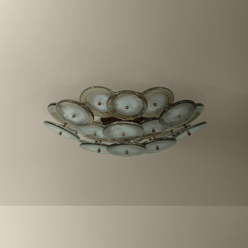 Troy Lighting Wassama 4Lt Flush Mount, Brass/Blonchino Piastre, Brz