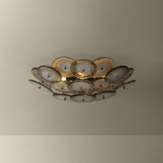 Troy Lighting Wassama 4Lt Flush Mount, Brass/Blonchino Piastre, Brz