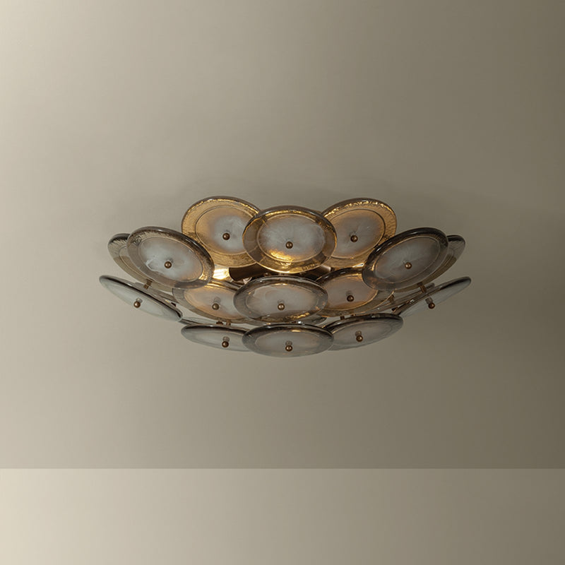 Troy Lighting Wassama 4Lt Flush Mount, Brass/Blonchino Piastre, Brz