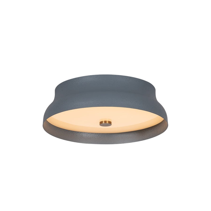 Troy Lighting Shore 1Lt 12" Flush Mount, Brass/White Glass/Slate - C7212-PBR-GSL
