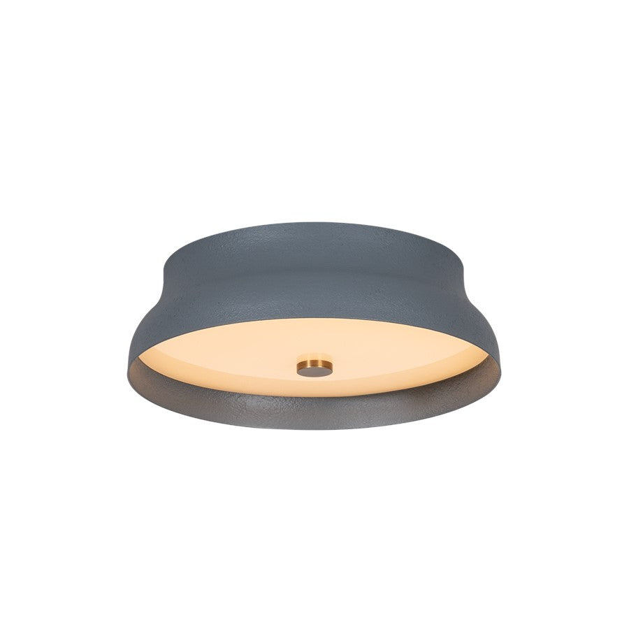 Troy Lighting Shore 1Lt 12" Flush Mount, Brass/White Glass/Slate - C7212-PBR-GSL