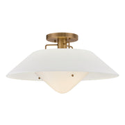 Troy Lighting Otto 1 Light Semi Flush, Patina Brass/White Linen 1