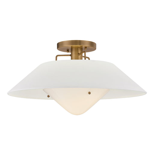 Troy Lighting Otto 1 Light Semi Flush, Patina Brass/White Linen 1
