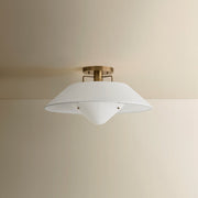 Troy Lighting Otto 1 Light Semi Flush, Patina Brass/White Linen 1