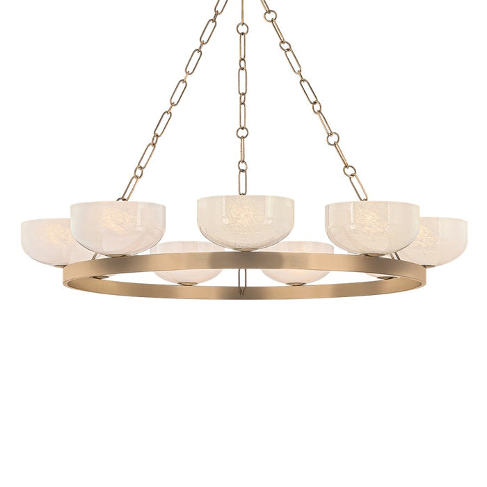 Troy Lighting Caelum 9Lt Chandelier, Patina Brass/Seeded Cloud - F1345-PBR