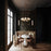 Troy Lighting Caelum 9Lt Chandelier, Patina Brass/Seeded Cloud