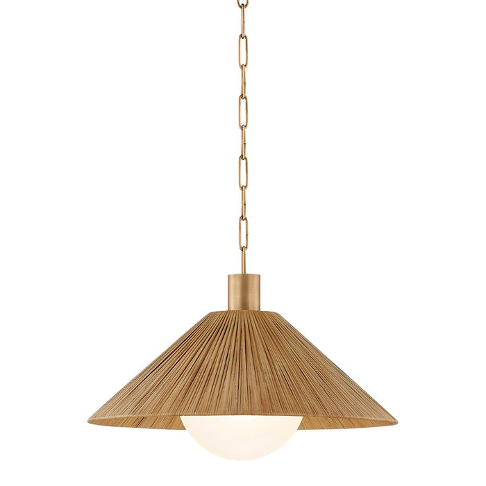 Troy Lighting Woodside 1Lt 22" Pendant, Patina Brass/Natural Rattan - F1422-PBR