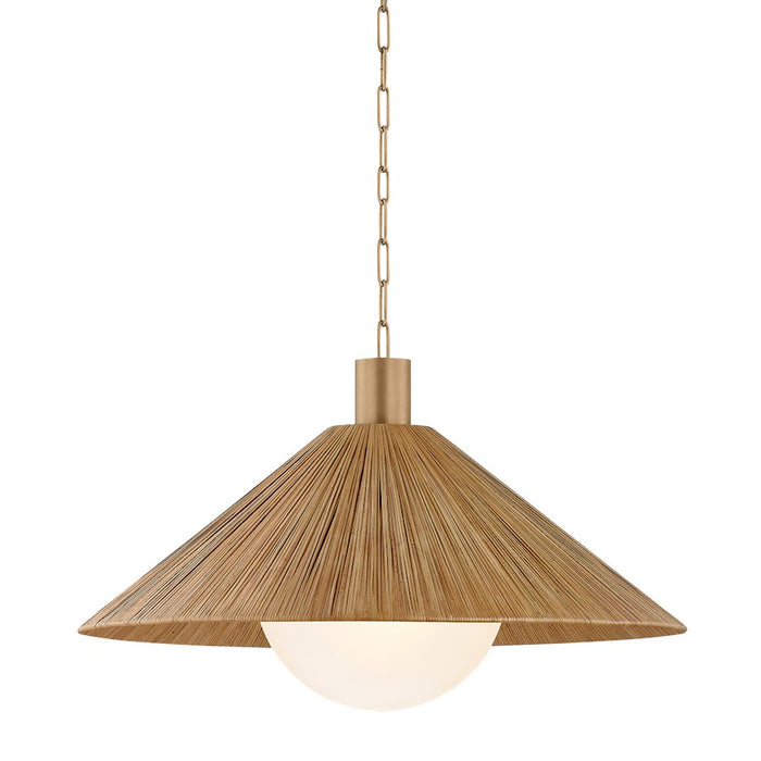 Troy Lighting Woodside 1Lt 32" Pendant, Patina Brass/Natural Rattan - F1432-PBR