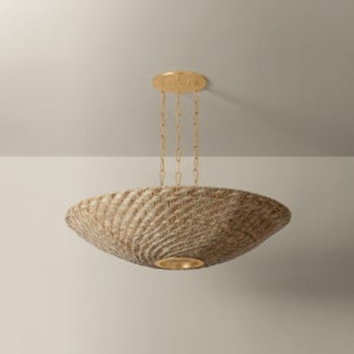 Troy Lighting Ollie 6Lt Chandelier, Gold Leaf/Light Natural Wicker