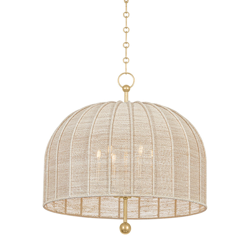 Troy Lighting Lonnie 6Lt Pendant, Vintage Gold Leaf/Bleached Abaca