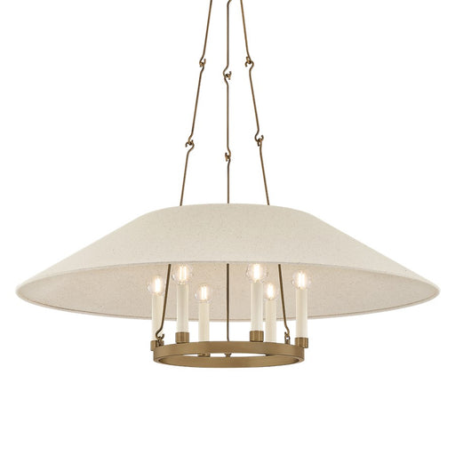 Troy Lighting Archive 6Lt Chandelier, Patina Brass/Natural Linen - F1638-PBR