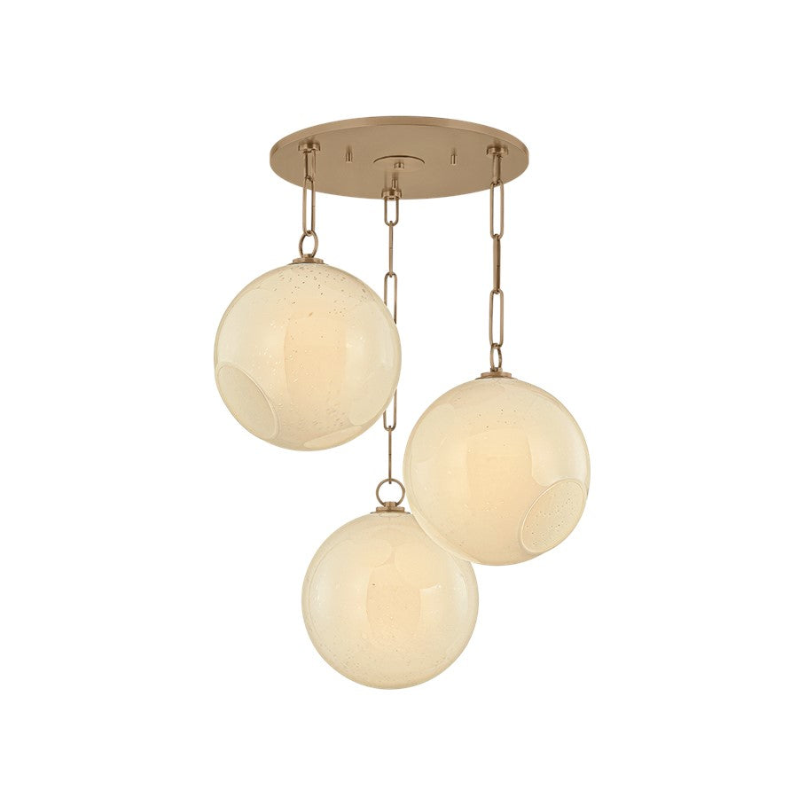 Troy Lighting Bramble 3Lt Chandelier, Patina Brass/Seeded Cloud - F1826-PBR