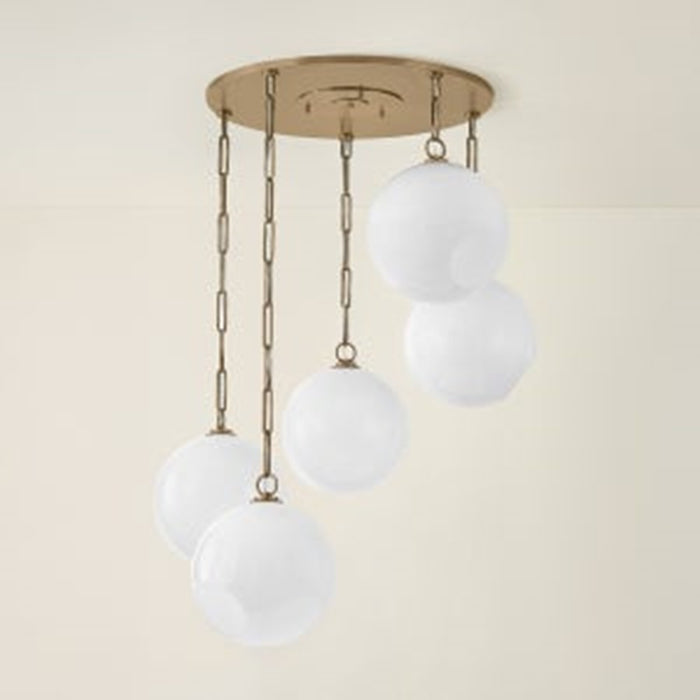 Troy Lighting Bramble 5Lt Chandelier, Patina Brass/Seeded Cloud