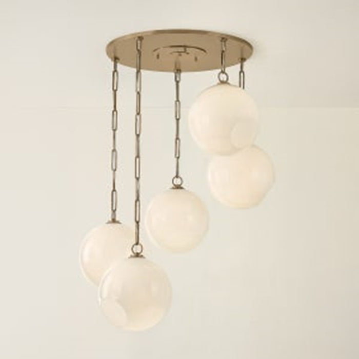 Troy Lighting Bramble 5Lt Chandelier, Patina Brass/Seeded Cloud