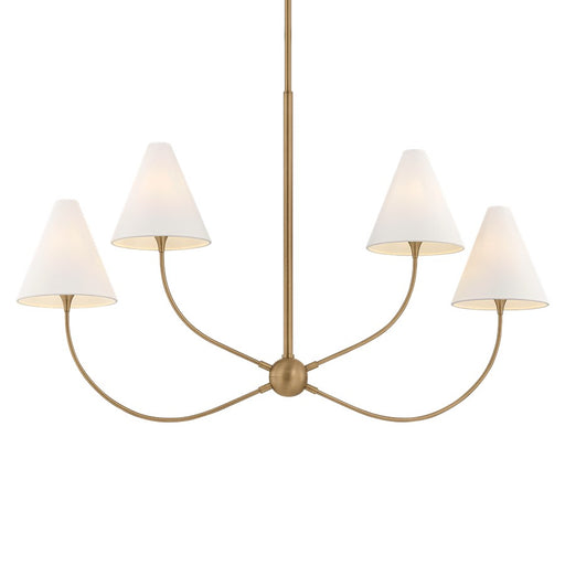 Troy Lighting Evermore 4Lt Linear, Patina Brass/Off White Linen - F1948-PBR