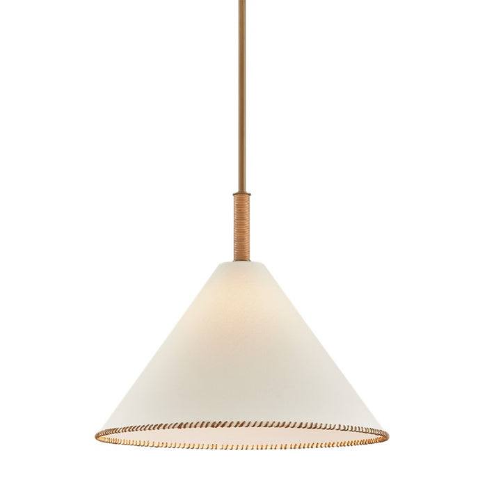 Troy Lighting Stoney 1 Light Pendant, Patina Brass/White Linen 1 - F2524-PBR