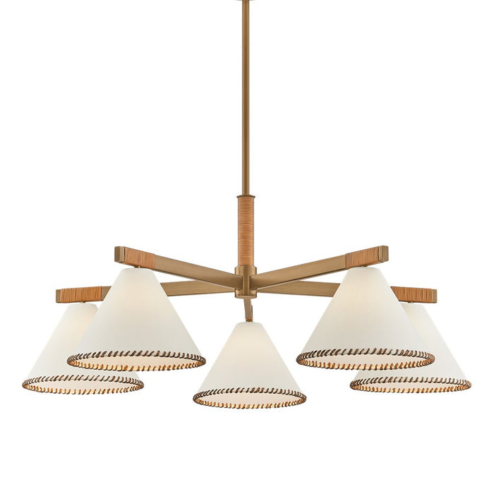 Troy Lighting Stoney 5 Light Chandelier, Patina Brass/White Linen 1 - F2540-PBR