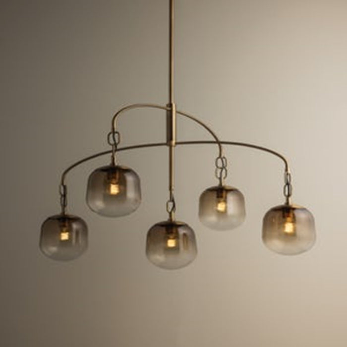 Troy Lighting Harvey 5Lt Chandelier, Patina Brass/Ombre Topaz