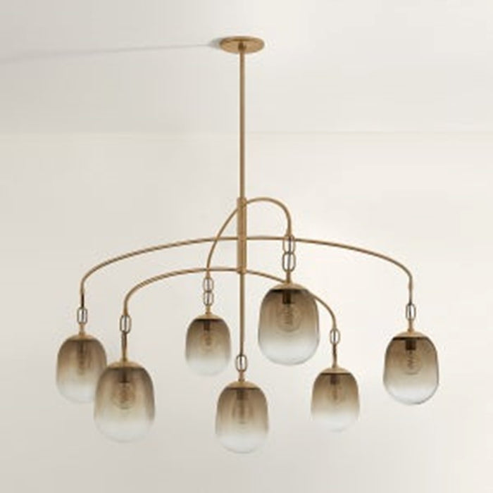 Troy Lighting Harvey 7Lt Chandelier, Patina Brass/Ombre Topaz